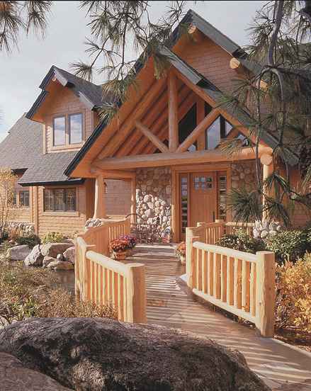 Log Accents Entryway And Railings